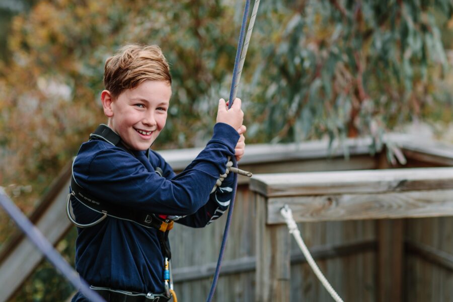 Boy on the Flying Fox activity at PGL Australia camp